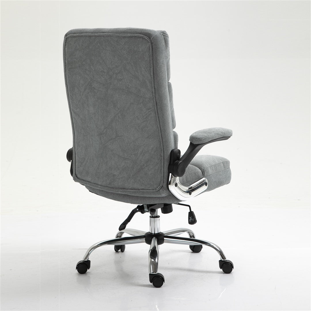 Soft Linen Home Ergonomic Swivel Adjustable Tilt Angle and Flip-up Arms Office Chair