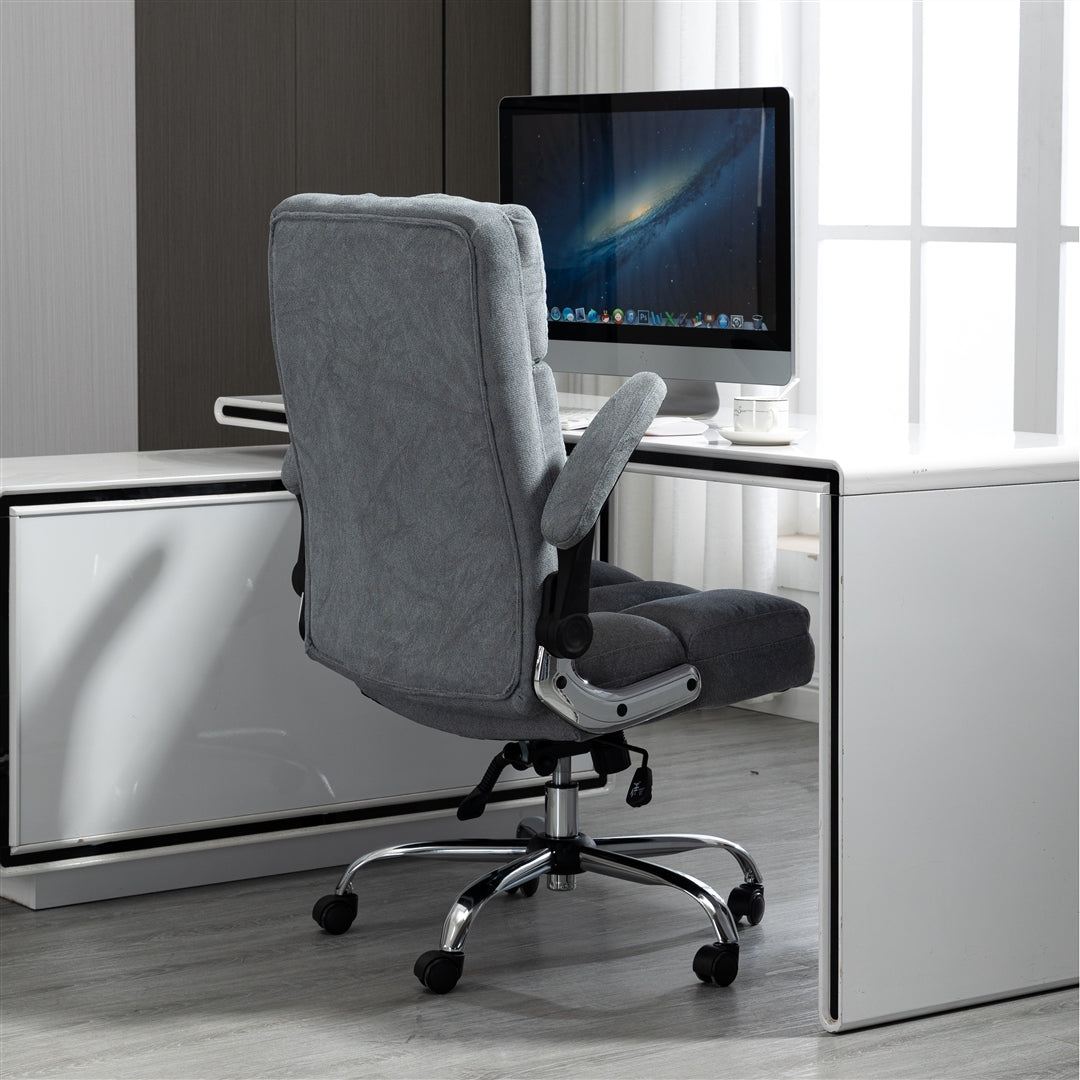 Soft Linen Home Ergonomic Swivel Adjustable Tilt Angle and Flip-up Arms Office Chair
