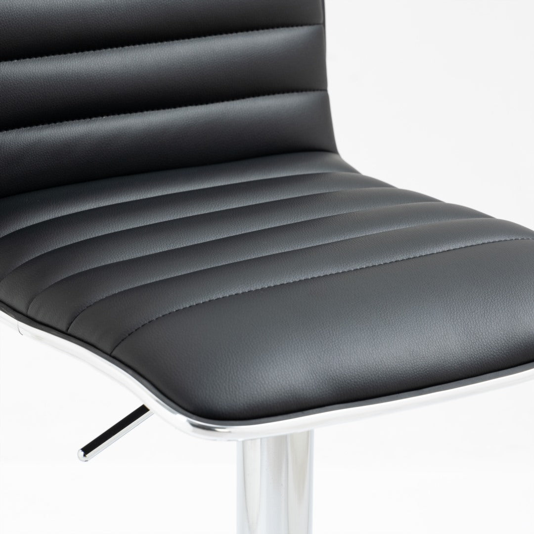 2x Counter Height PU Leather Upholstered Adjustable Height Swivel Bar Stools -Black