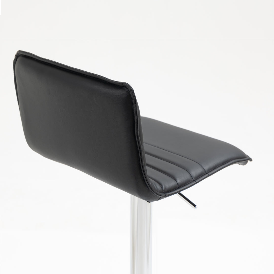 2x Counter Height PU Leather Upholstered Adjustable Height Swivel Bar Stools -Black
