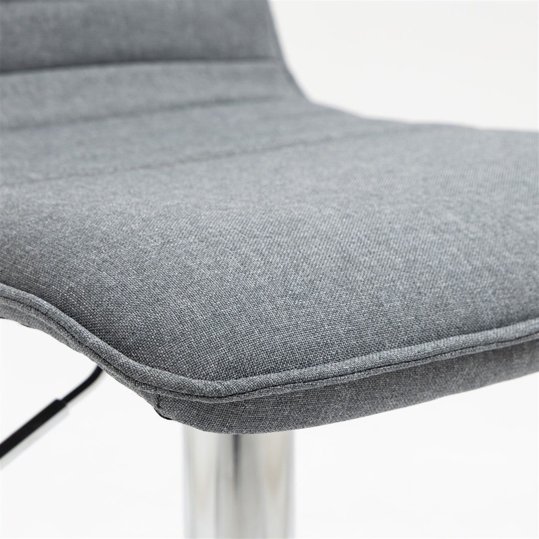 2x Counter Height Fabric Upholstered Adjustable Height Swivel Bar Stools -Grey Fabric