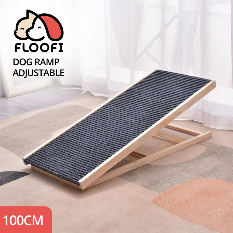 FLOOFI Wooden Adjustable Pet Ramp (100x45x9.5cm)