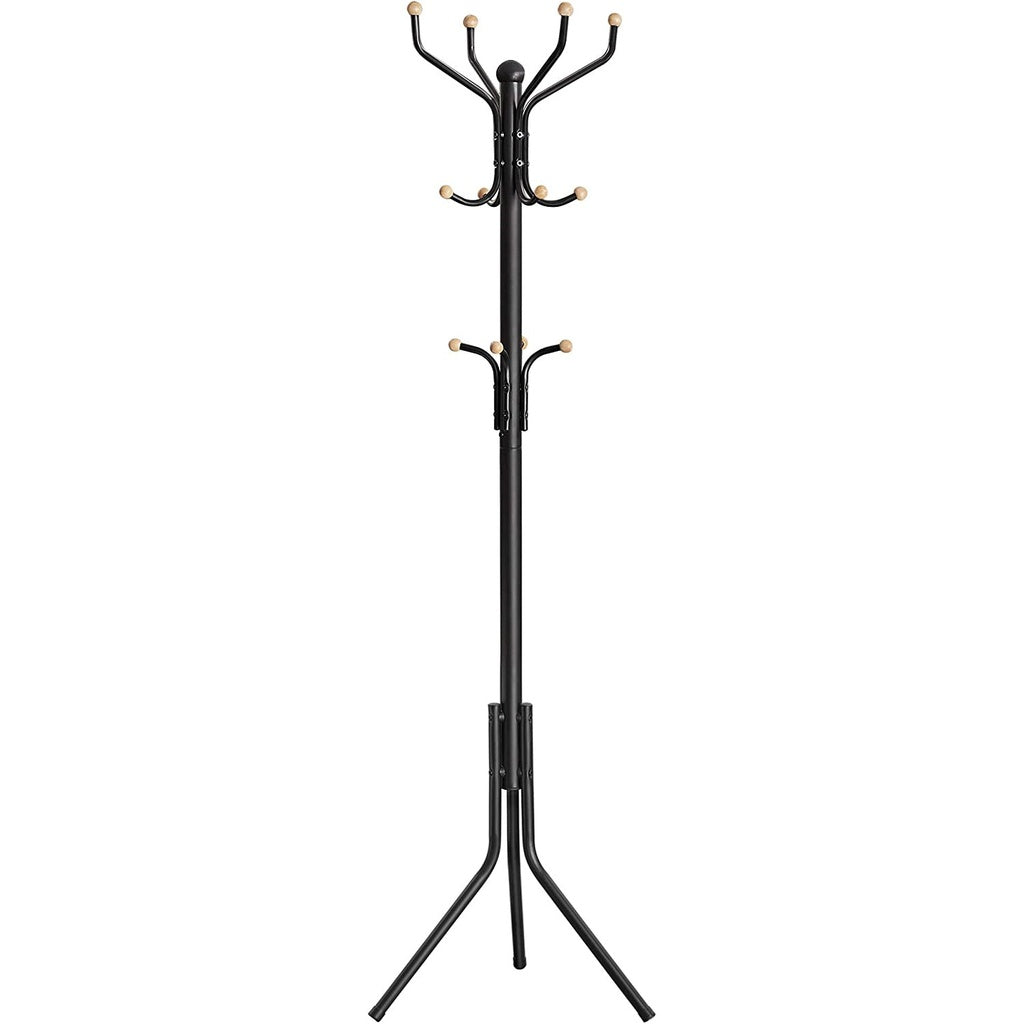 SONGMICS Metal Coat Rack 182 cm Tall Hall Tree Black RCR19B