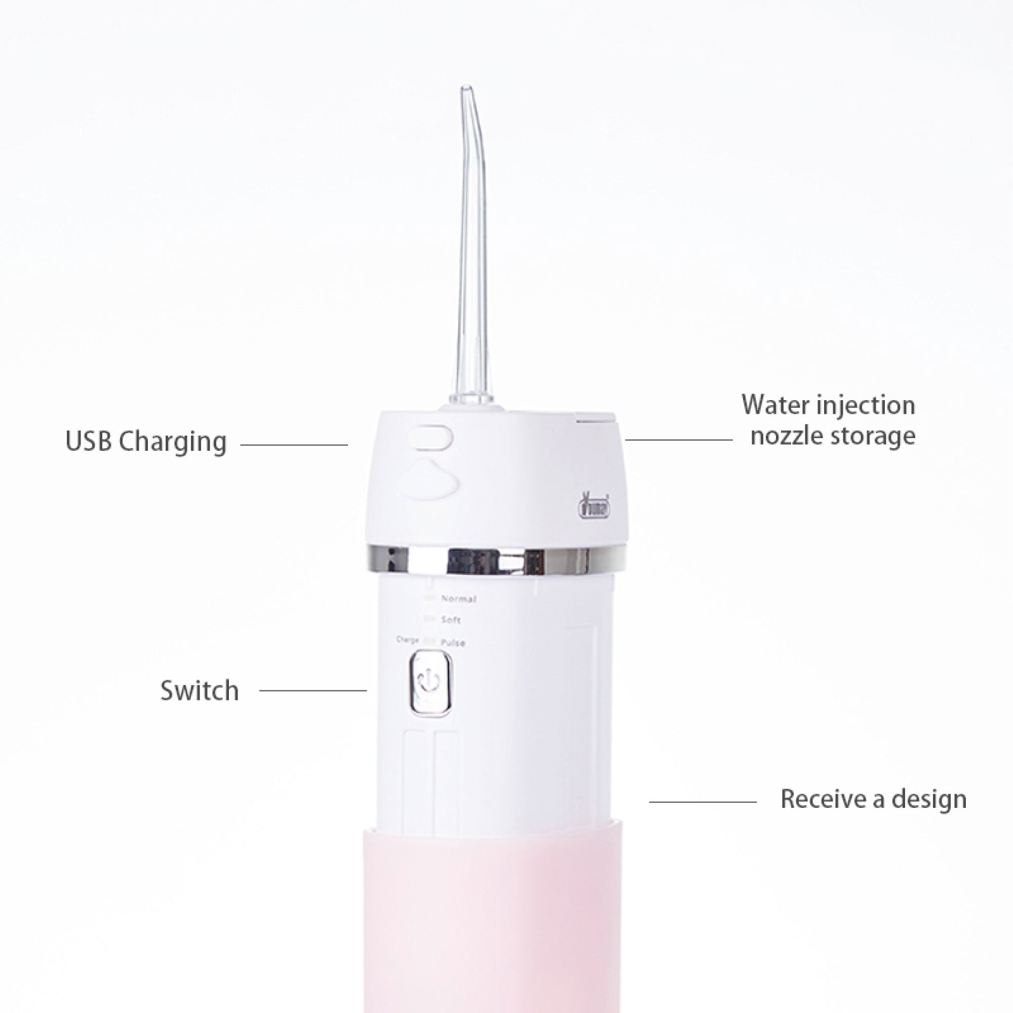 Teeth Water Flosser Cordless Portable Cleaner - Travel Oral Irrigator Mini White