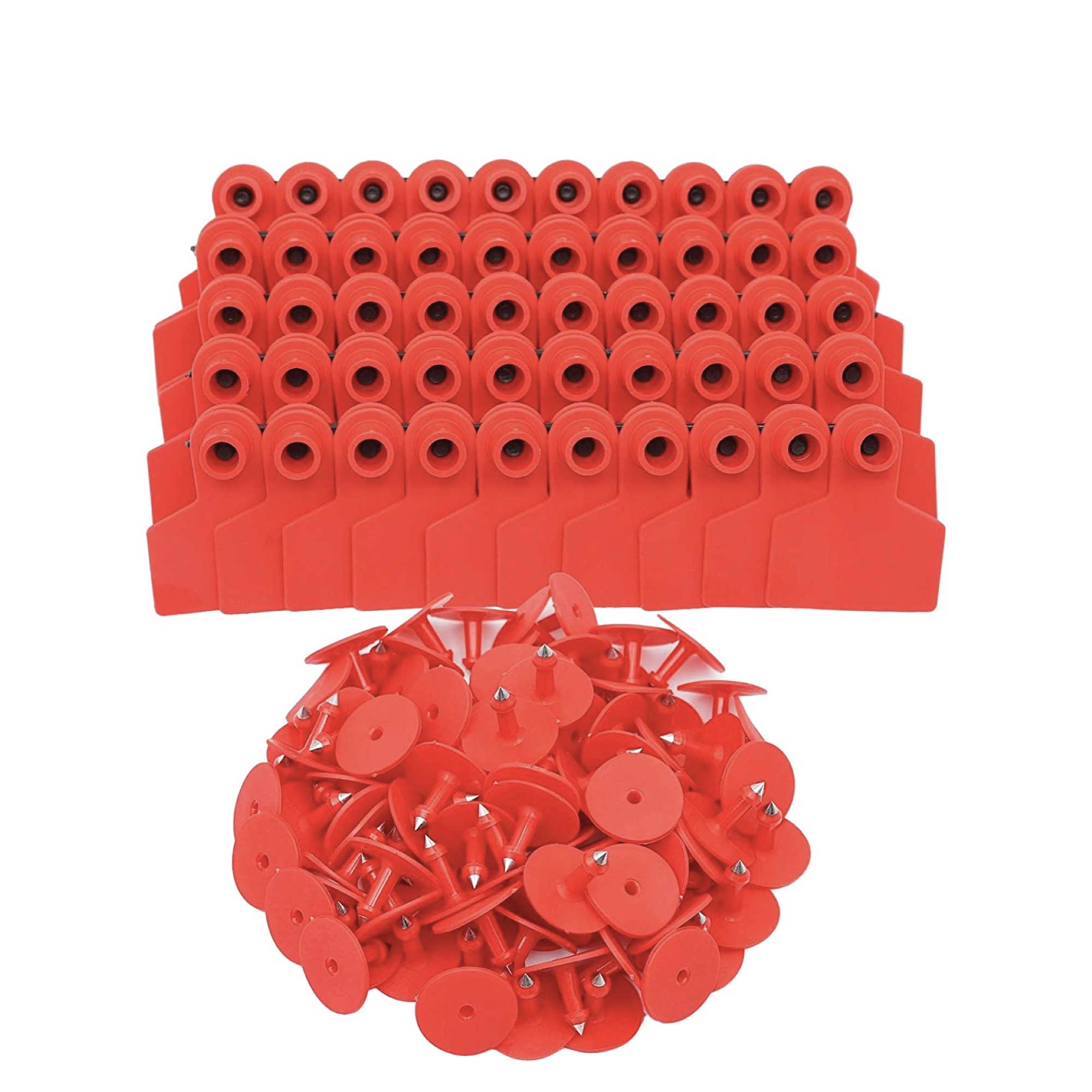 1-100 Cattle Number Ear Tags 5x4cm Set - Small Red Pig Goat Livestock Label