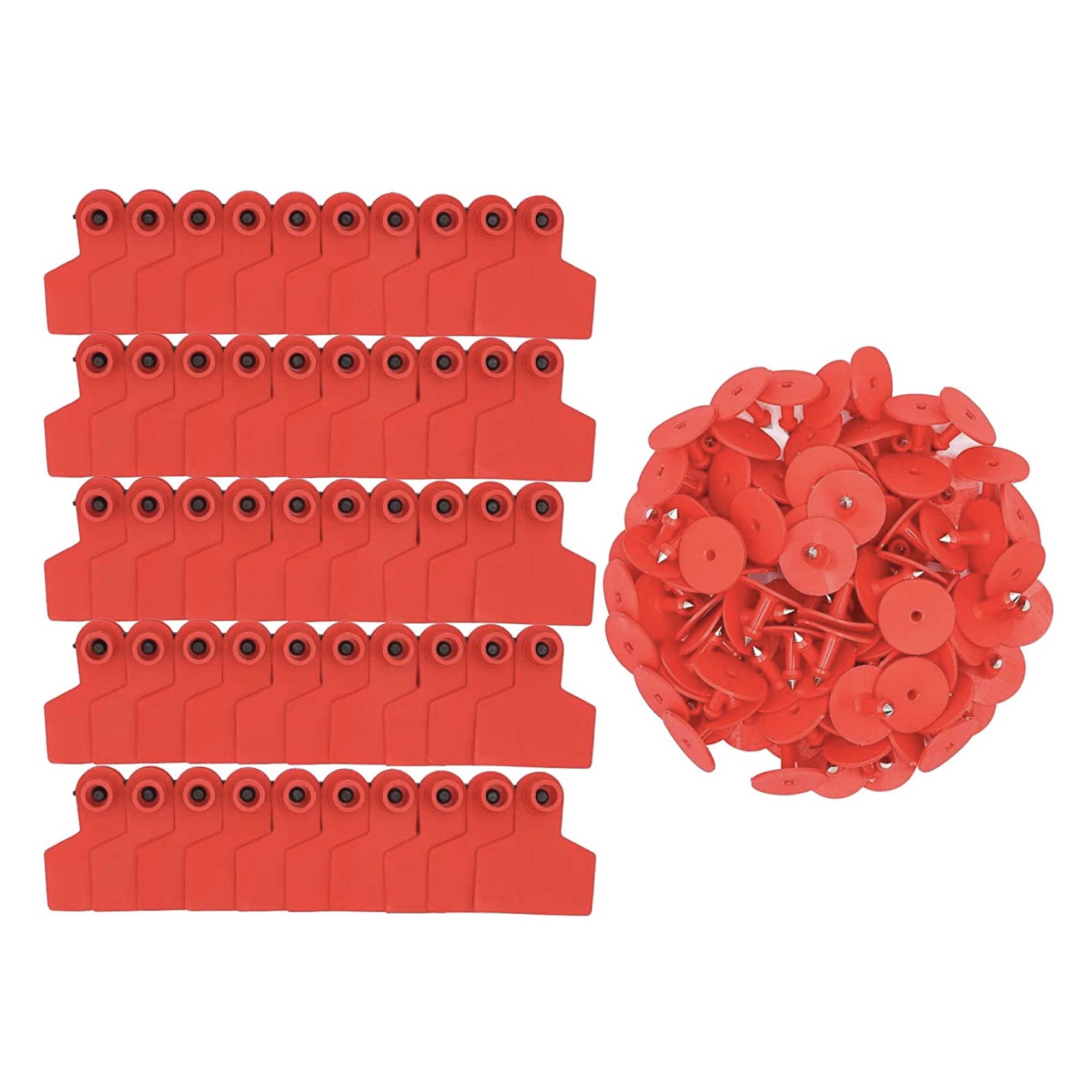 1-100 Cattle Number Ear Tags 5x4cm Set - Small Red Pig Goat Livestock Label