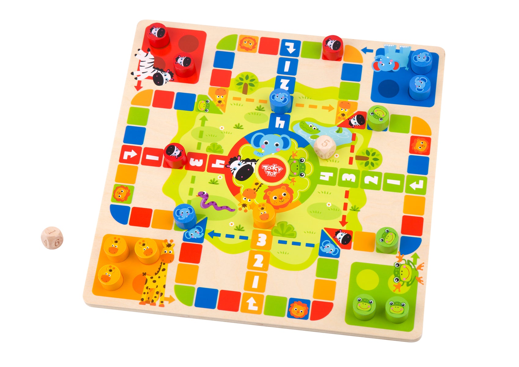 2 in 1 Wooden Board Game - Ludo Game, Snakes & Ladders
