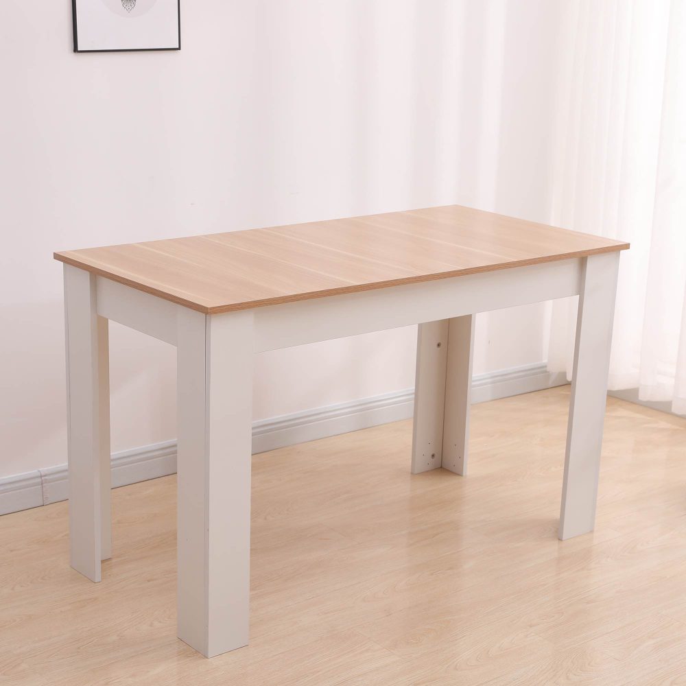 Dining Table Rectangular Wooden 120M-Wood&White