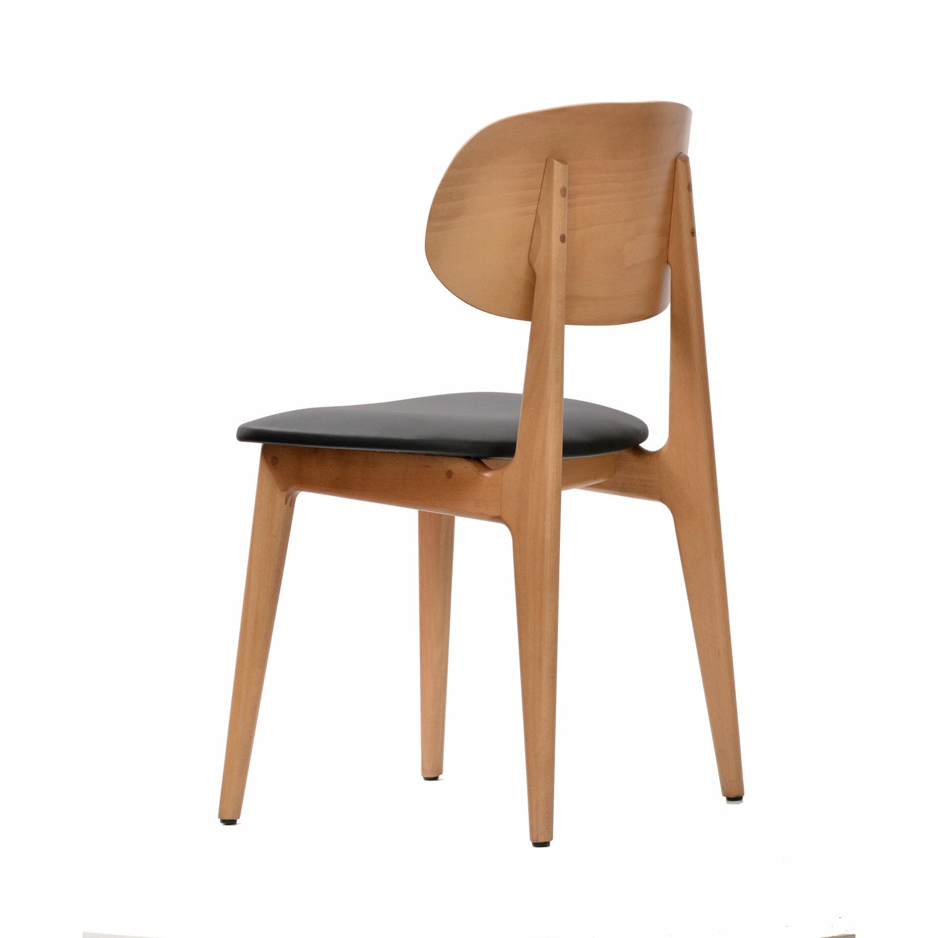 Ban Chair - Black Dolaro Vinyl Seat - Trojan Oak Frame