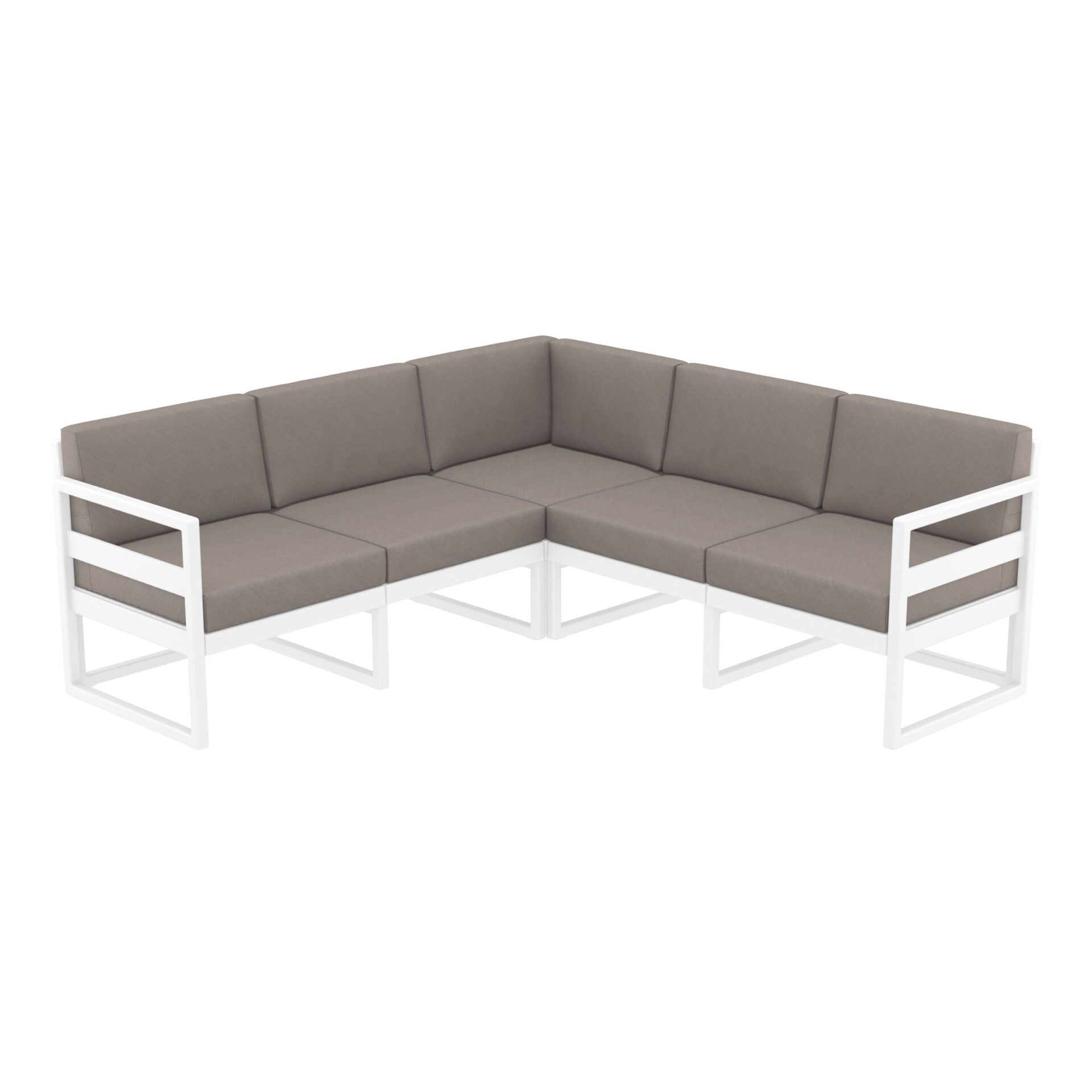 Mykonos Lounge Corner - White with Brown Cushions