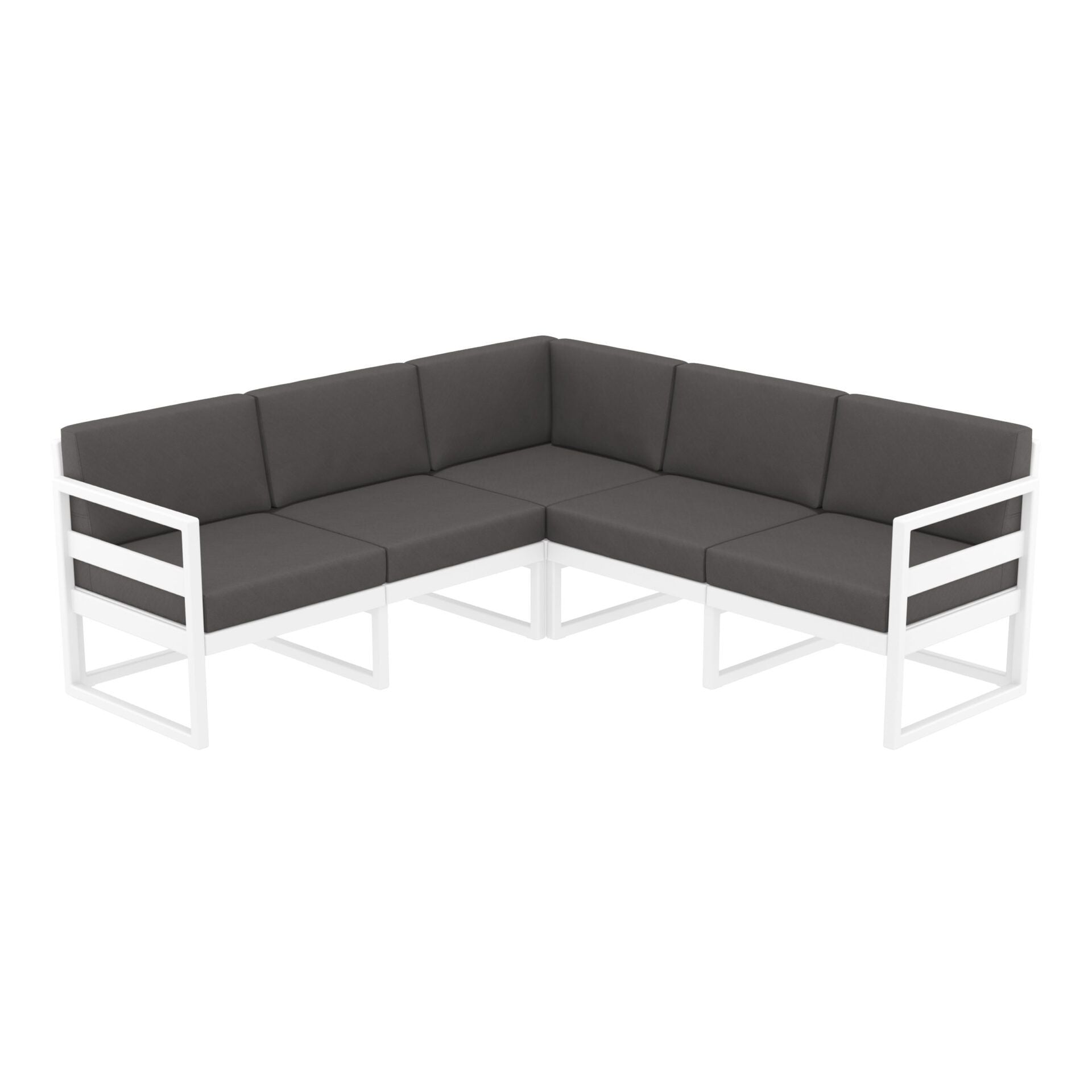 Mykonos Lounge Corner - White with Dark Grey Cushions