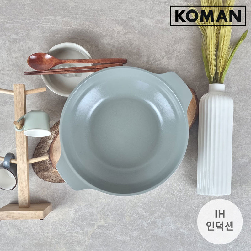 KOMAN 28cm Grey Shinewon Vinch IH Two Hands Wok Non-stick Induction Titanium Ceramic
