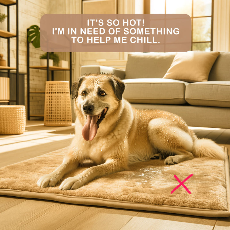 Banhamsisun L Beige Pet Dog Cooling Mat Non-Slip Travel Roll Up Cool Pad Bed Outdoor