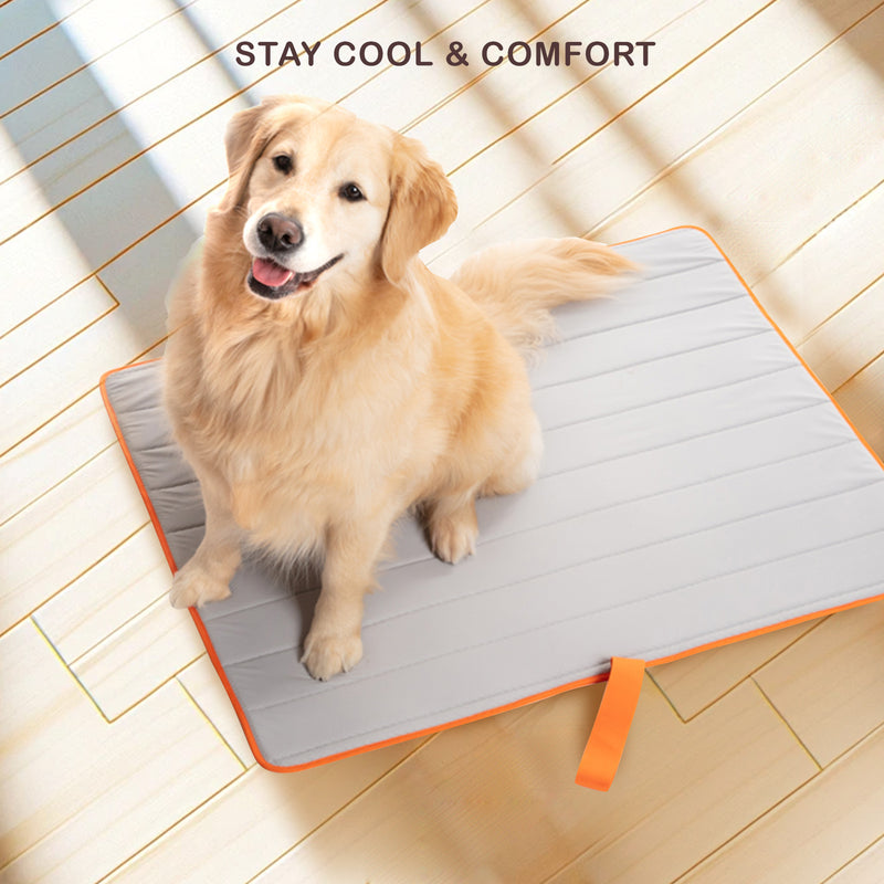 Banhamsisun L Blue Pet Dog Cooling Mat Non-Slip Travel Roll Up Cool Pad Bed Outdoor