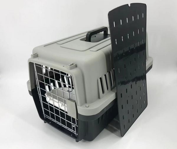 Medium Dog Cat Crate Pet Carrier Airline Cage With Bowl & Tray-Black