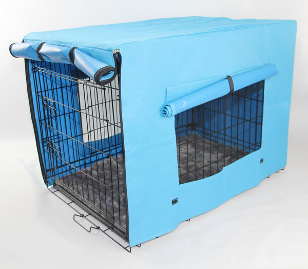 YES4PETS 30' Portable Foldable Dog Cat Rabbit Collapsible Crate Pet Cage with Blue Cover Mat
