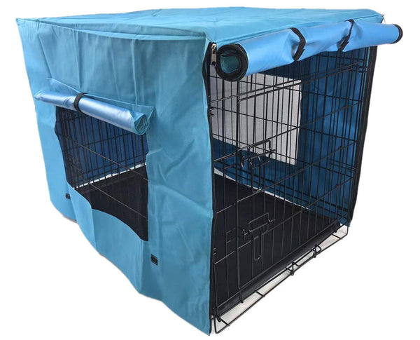 48' Collapsible Metal Dog Puppy Crate Cat Rabbit Cage With Cover Blue