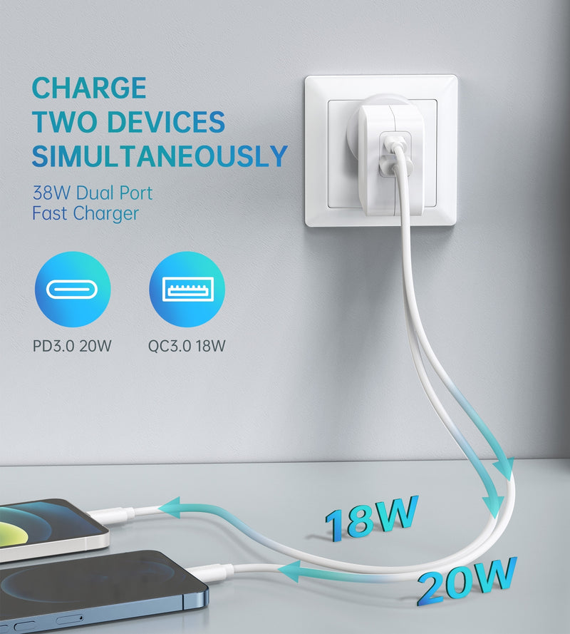CHOETECH PD5002 QC3.0 18W + PD 20W Fast Charger