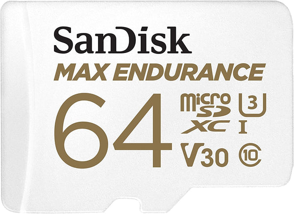 Sandisk Max Endurance Microsdxc Card SQQVR 64G (30 000 HRS) UHS-I C10 U3 V30 100MB/S R 40MB/S W SD Adaptor SDSQQVR-064G-GN6IA
