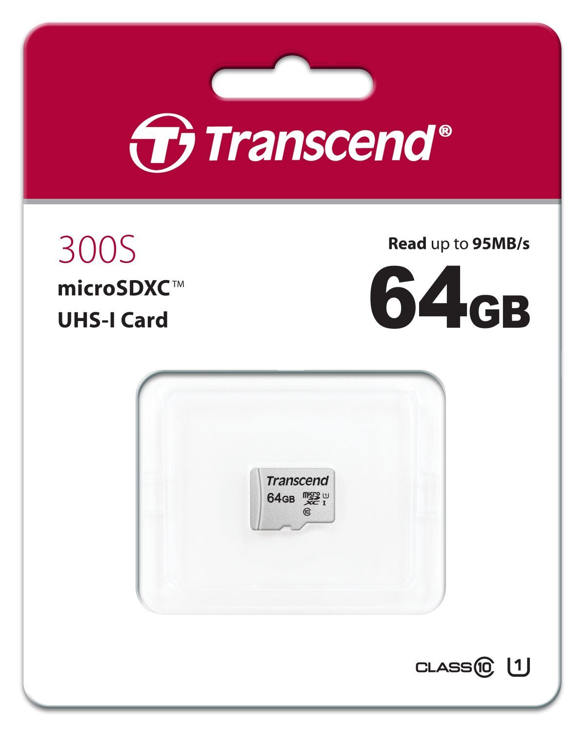 TRANSCEND TS64GUSD300S 64GB UHS-I U1 microSD w/o Adapter (microSDHC I, C10, U1)