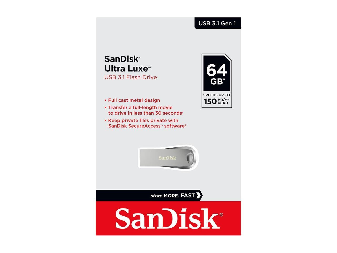SANDISK SDCZ74-064G-G46 64G ULTRA LUXE PEN DRIVE 150MB USB 3.0 METAL