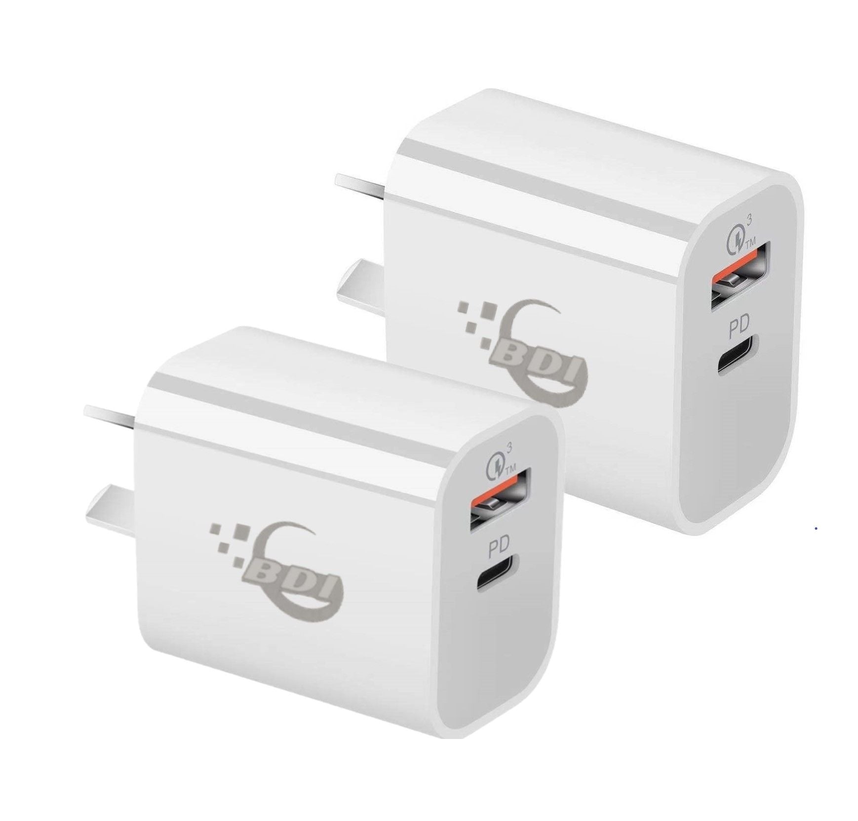 BDI 18W PD Quick Charger AU plug with USB and Type C Port SDC-18WACB -2pack
