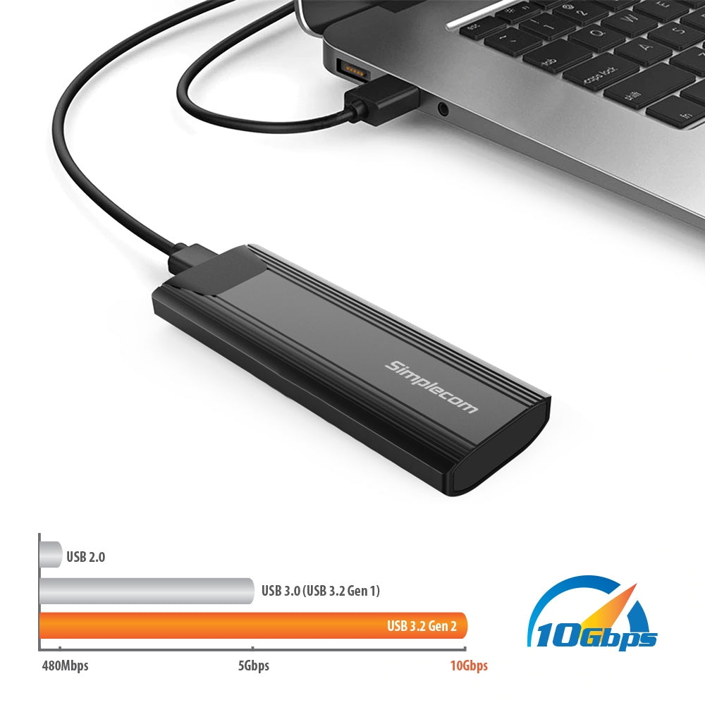 Simplecom SE504 NVMe (M Key) M.2 SSD to USB 3.2 Gen 2 USB-C Enclosure 10Gbps Tool-Free