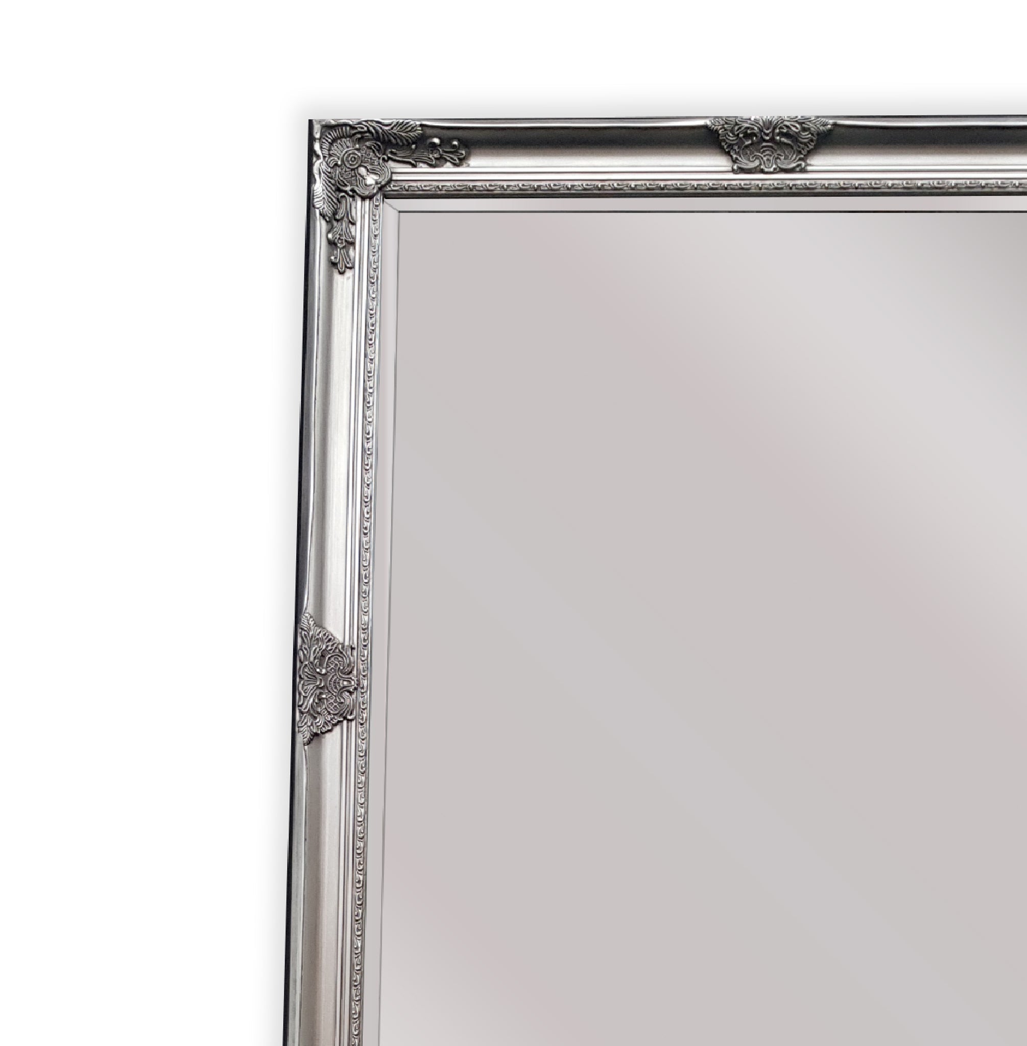 French Provincial Ornate Mirror - Antique Silver - Medium 70cm x 170cm