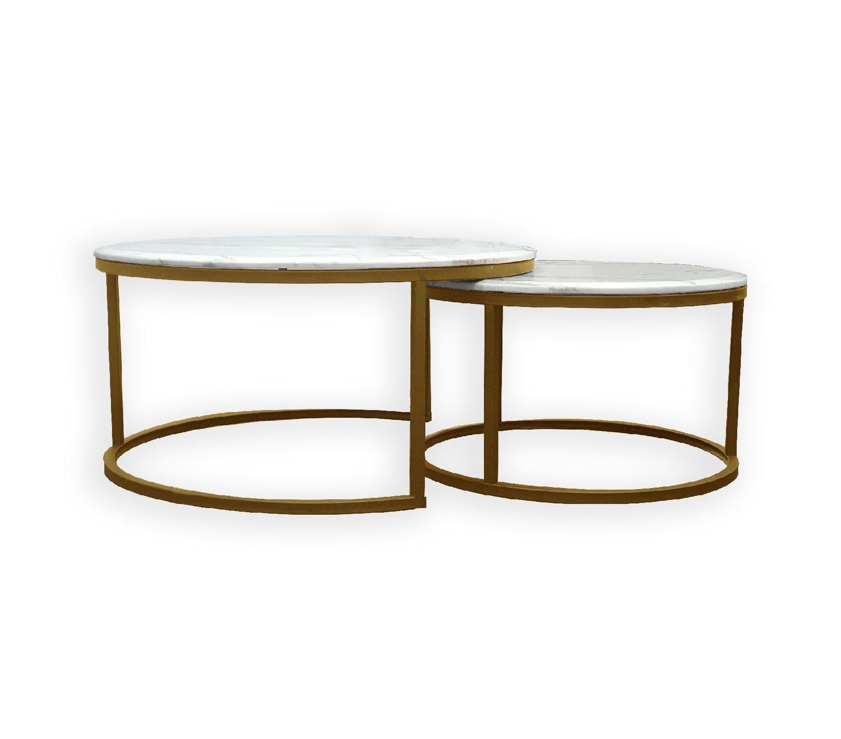 Nesting style Coffee Table - White on Champagne Gold - 60cm/45cm