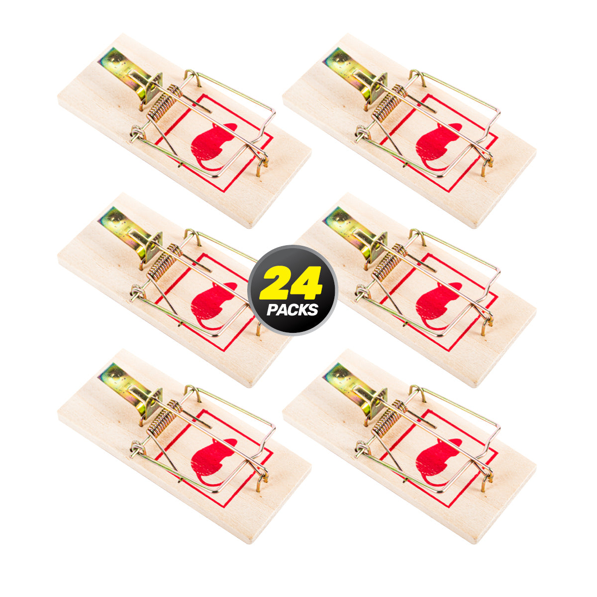SAS Pest Control 24PCE Mouse Traps Jumbo Wooden Indoor/Outdoor 17.5 x 8.5cm