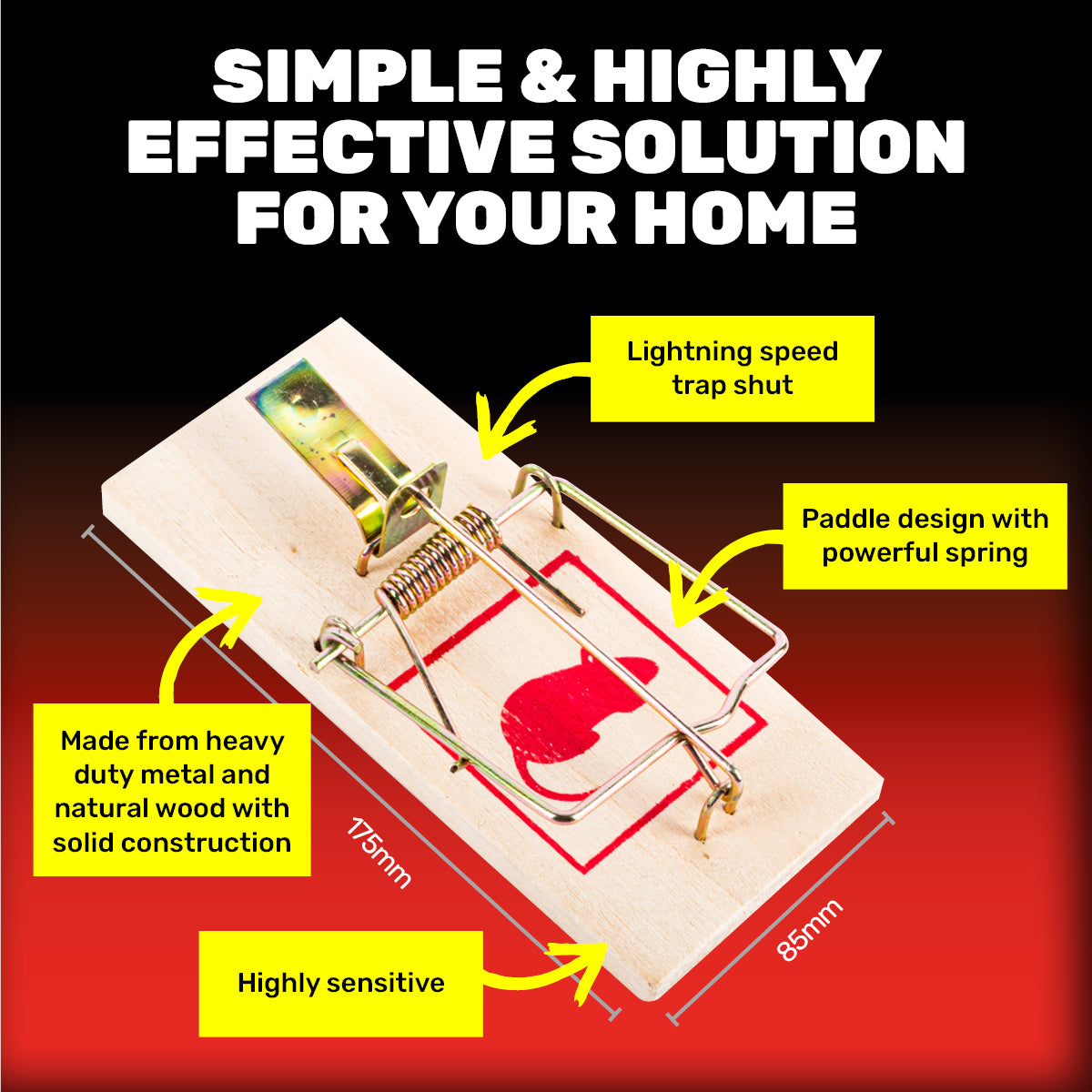 SAS Pest Control 24PCE Mouse Traps Jumbo Wooden Indoor/Outdoor 17.5 x 8.5cm