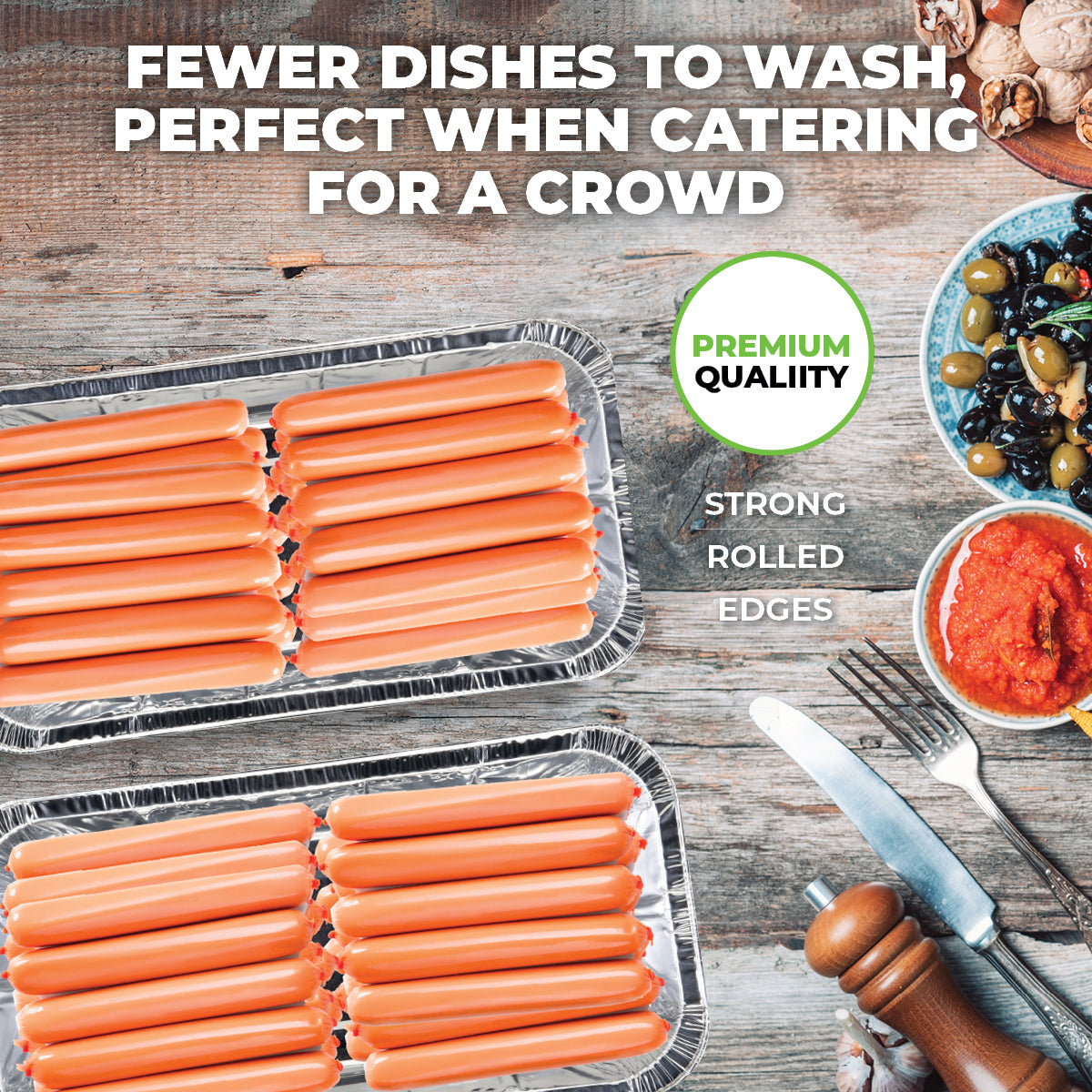 Home Master 48PCE Aluminium Deep Foil Trays Premium Quality & Strength 32cm