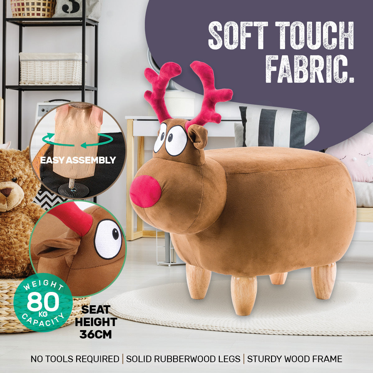Home Master Kids Animal Stool Reindeer Character Premium Quality & Style