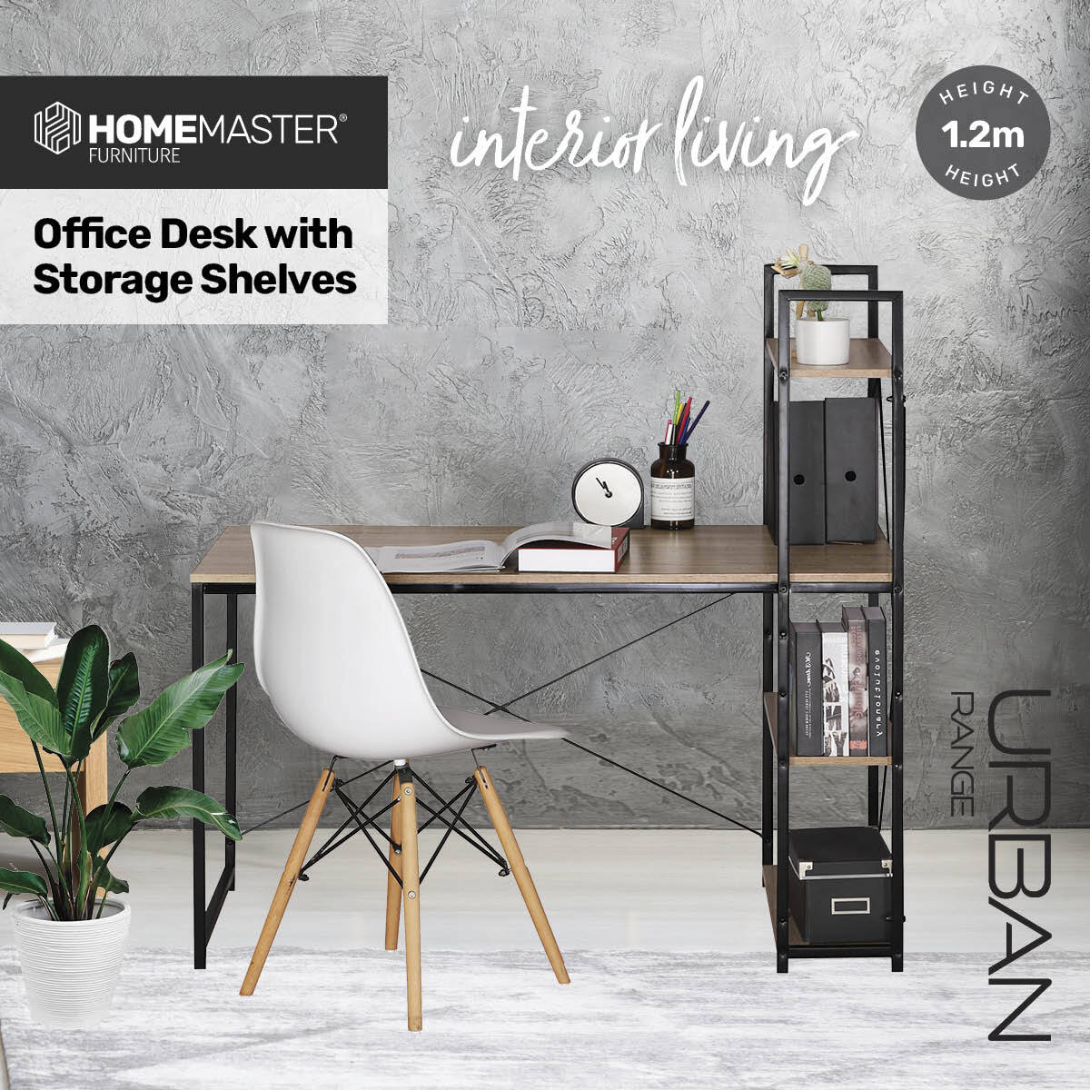 Home Master Office Desk & Storage Shelves Unique Stylish Modern Design 1.2m