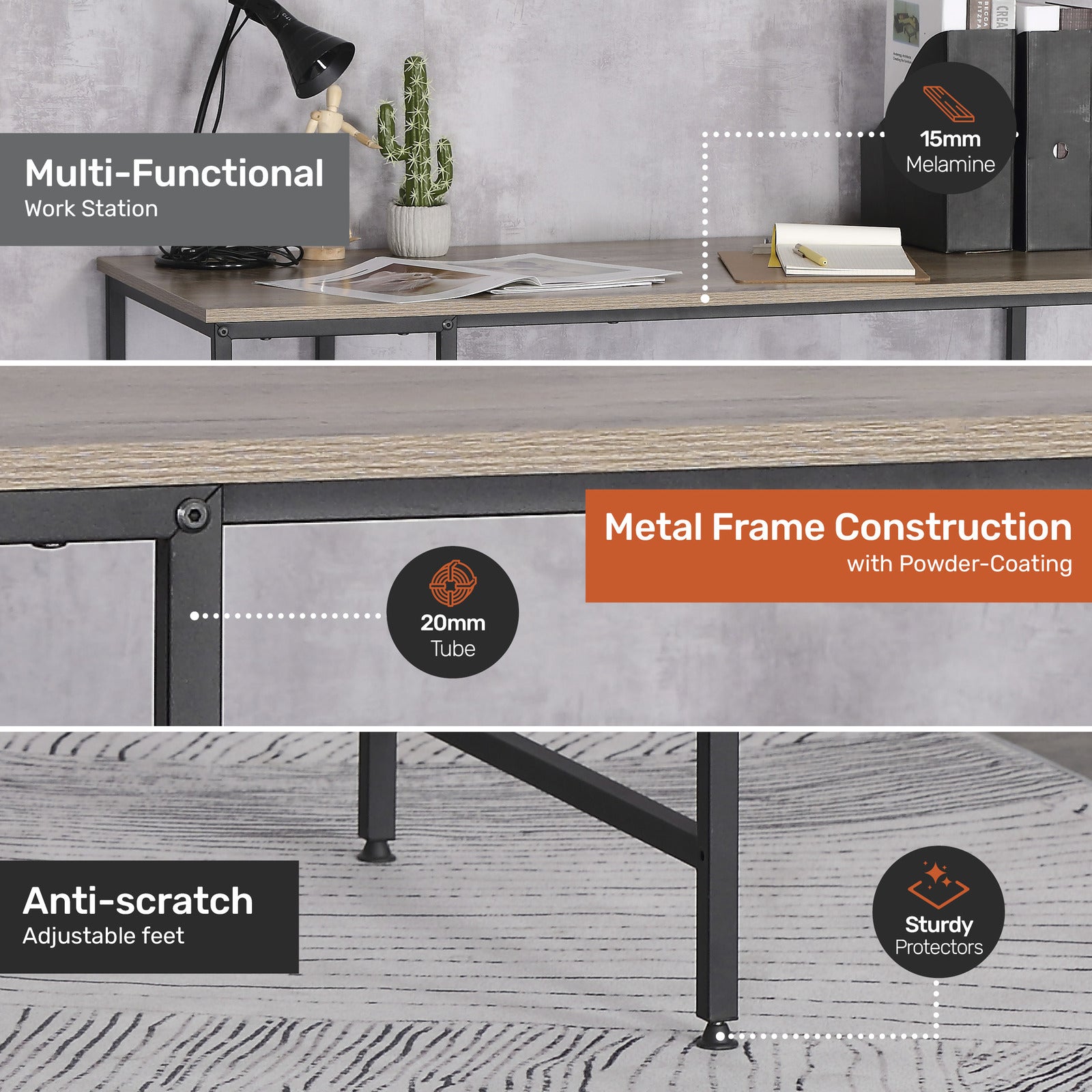 Home Master Office Desk & Storage Shelves 2 Tier Stylish Modern Design 77cm