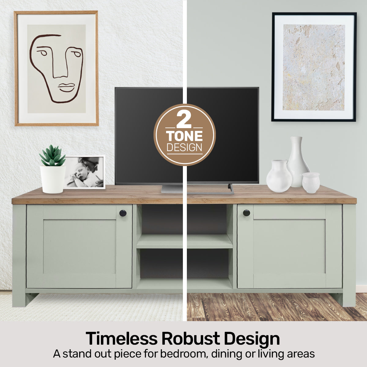 Home Master Winchester Two Tone TV Entertainment Unit Stylish Design 150cm