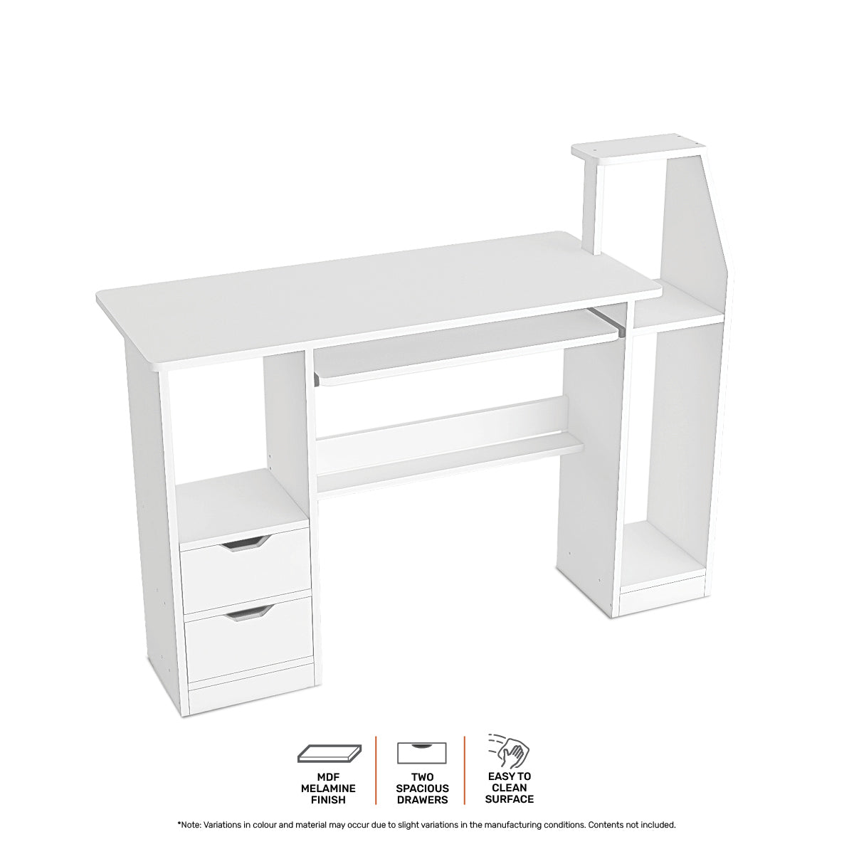 Home Master Computer/Work Desk Storage & Shelving Spacious Modern 117 x 92cm