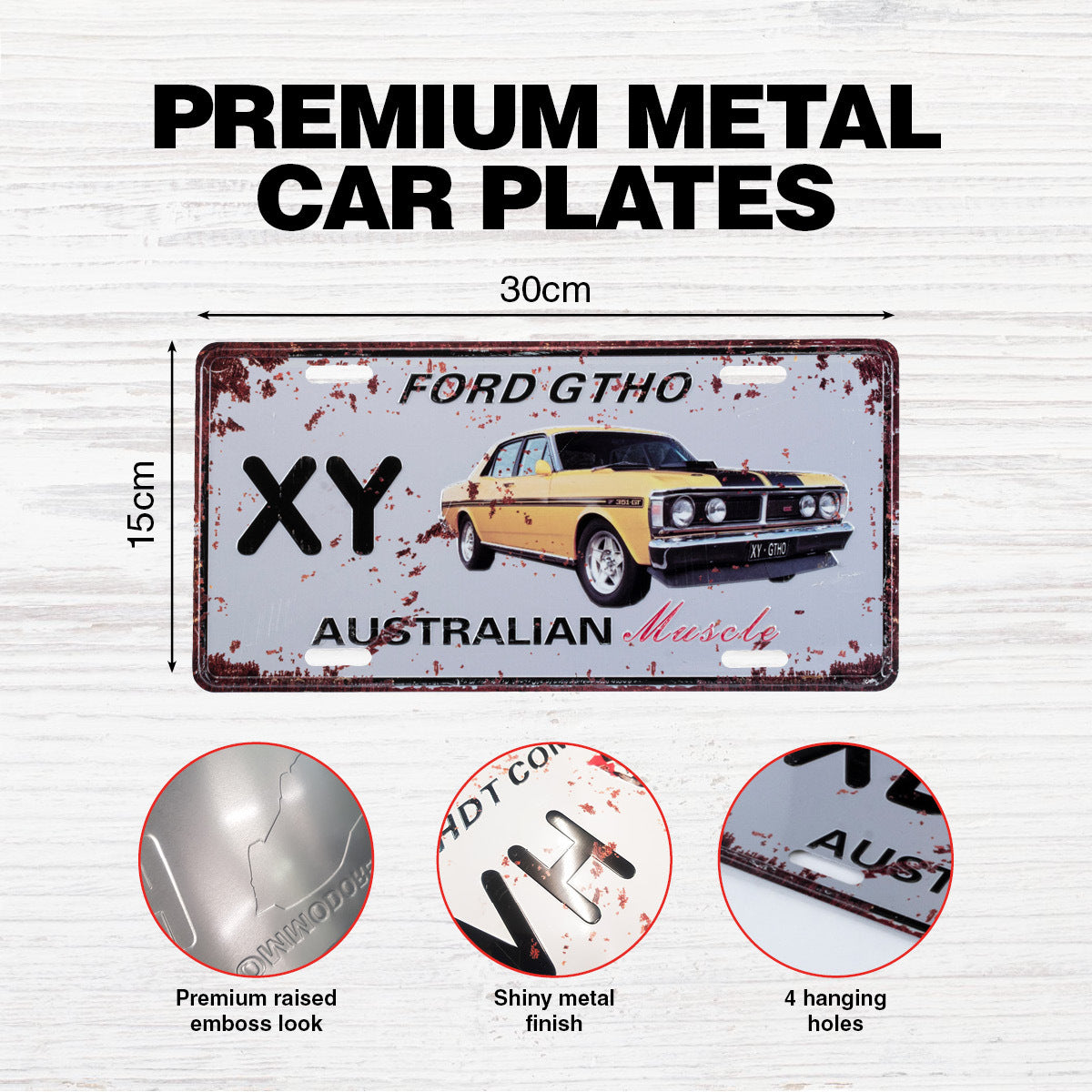 Handy Hardware 18PCE Vintage Aussie Muscle Car Plate Signs Ford 15cm x 30cm + 2 Bonus Plates