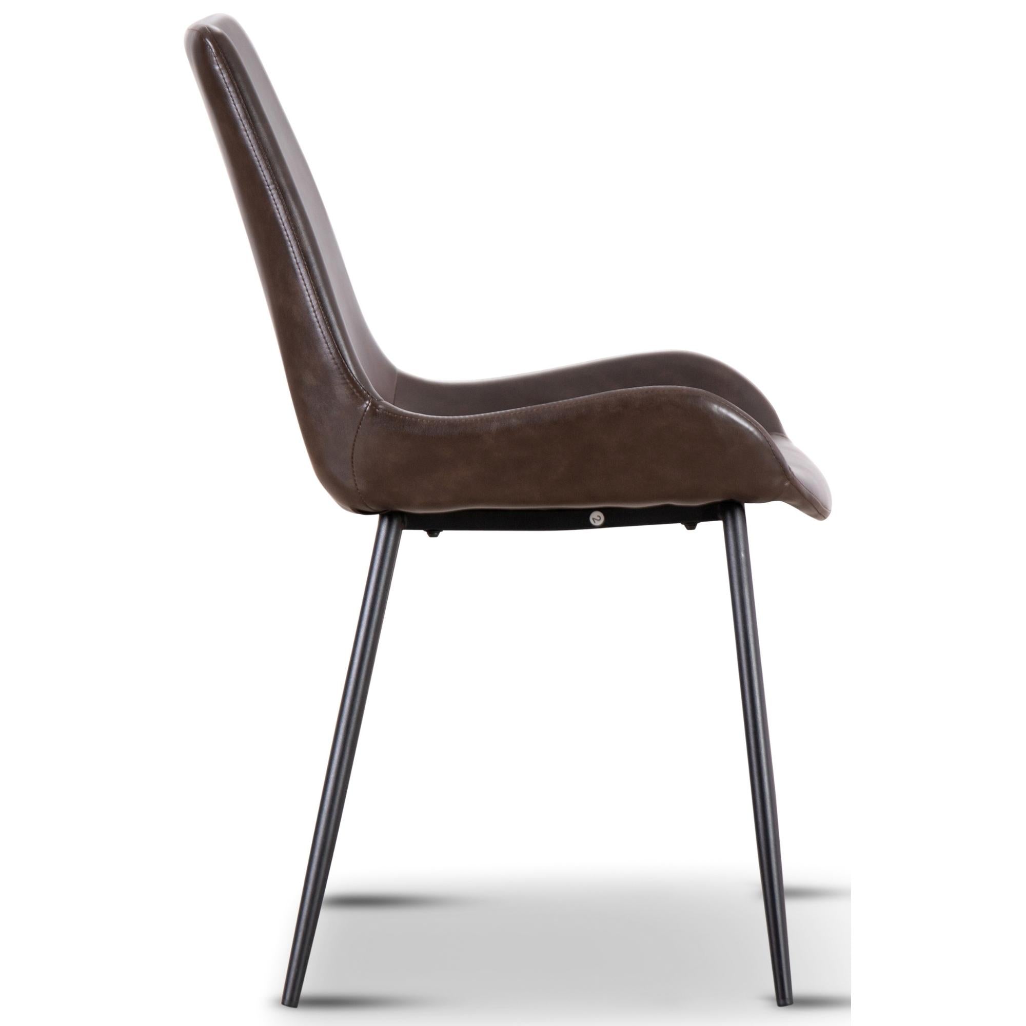 Brando Set of 4 PU Leather Upholstered Dining Chair Metal Leg - Brown