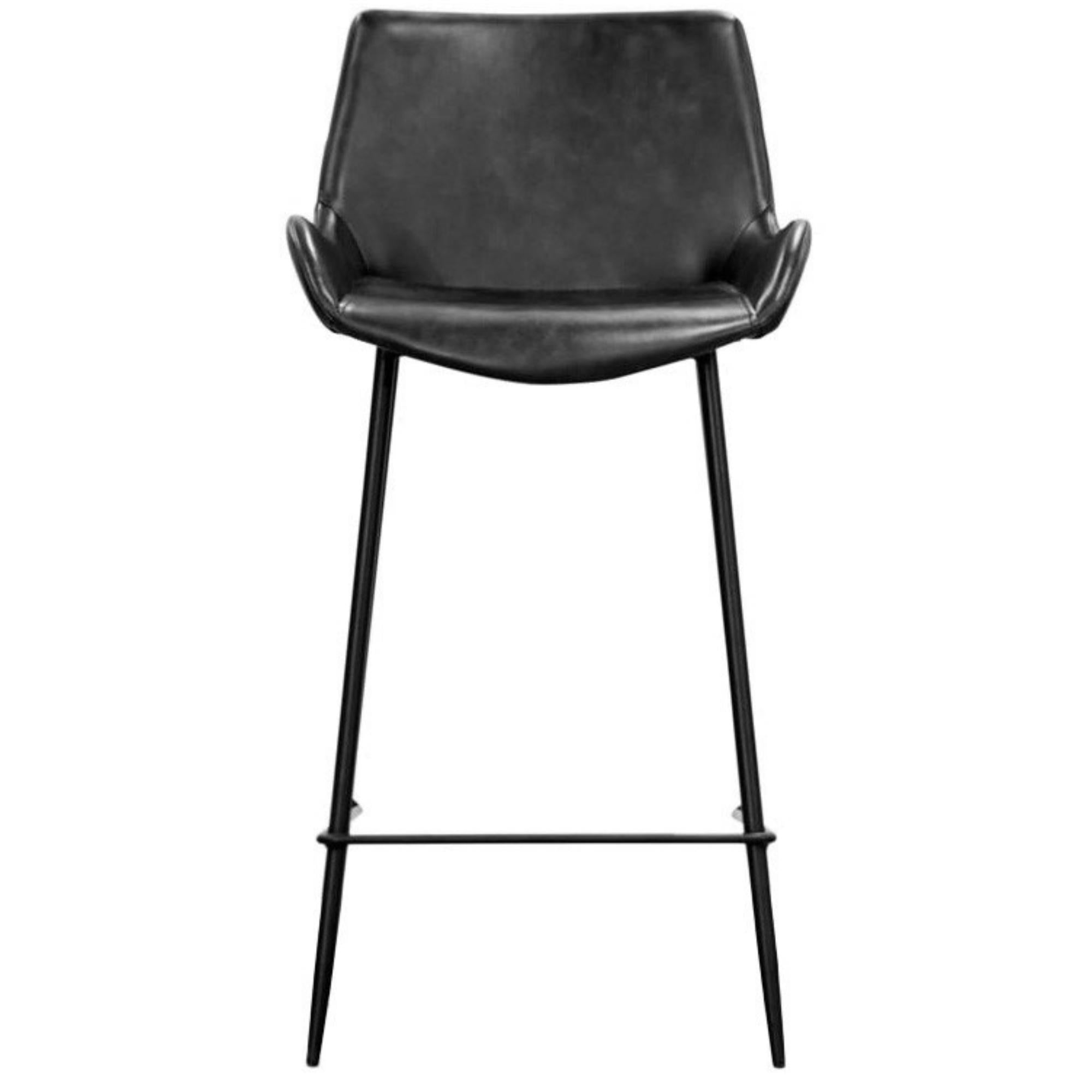 Brando Set of 4 PU Leather Upholstered Bar Chair Metal Leg Stool Vintage Grey