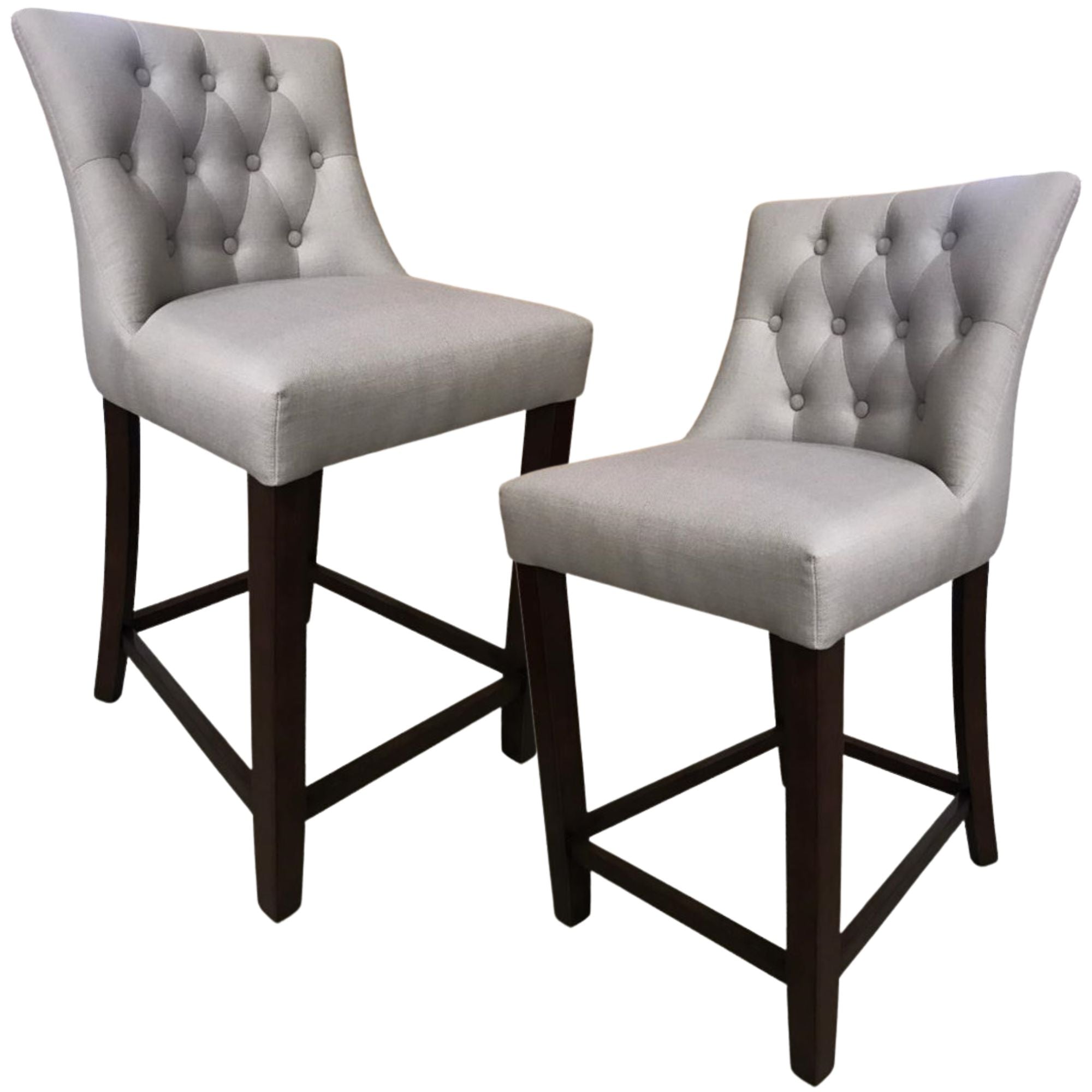 Florence 2pc High Fabric Dining Chair Bar Stool French Provincial Solid Timber