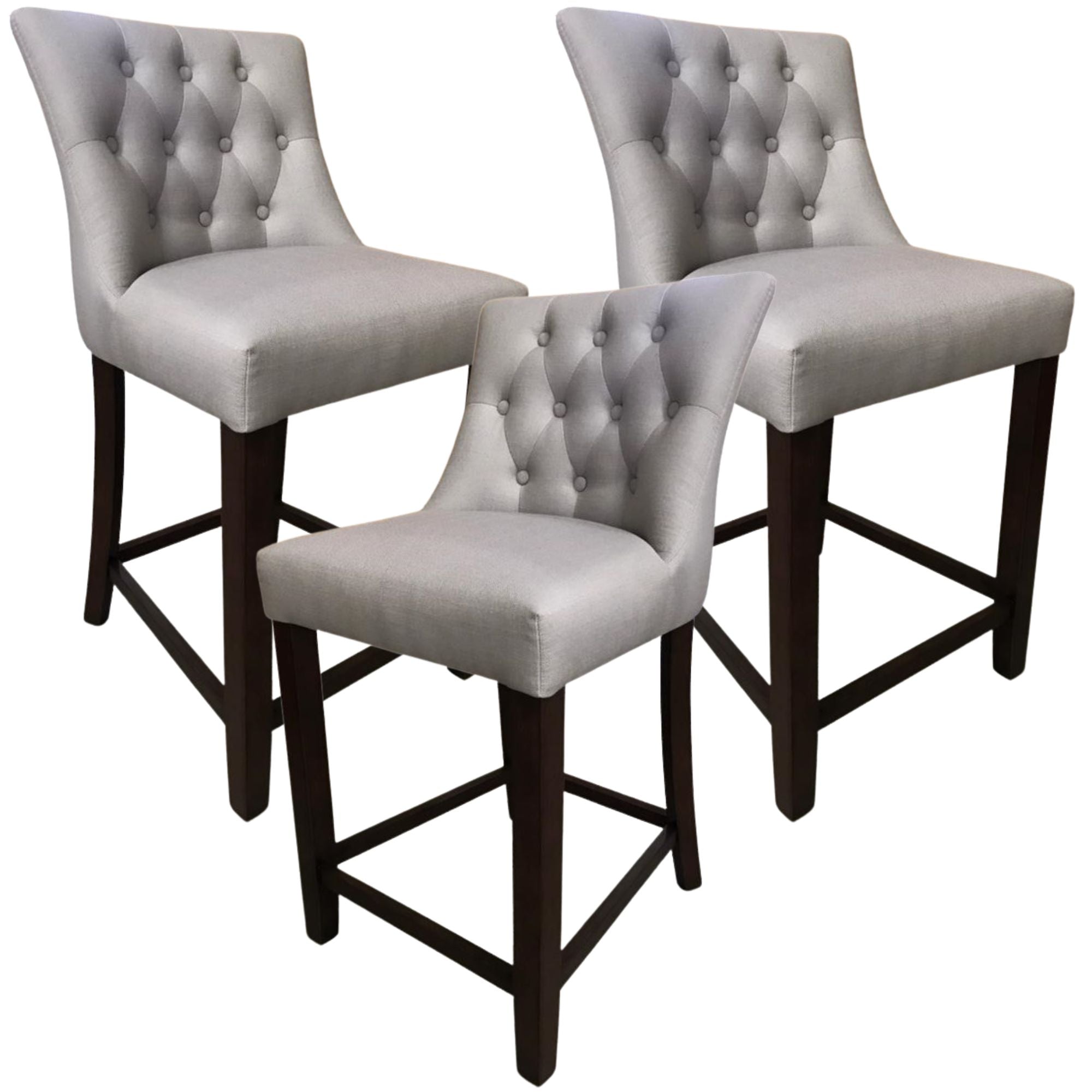 Florence 3pc High Fabric Dining Chair Bar Stool French Provincial Solid Timber