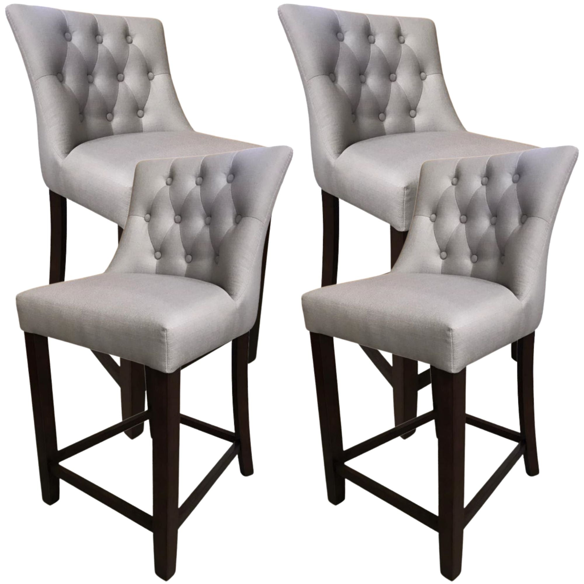 Florence 4pc High Fabric Dining Chair Bar Stool French Provincial Solid Timber