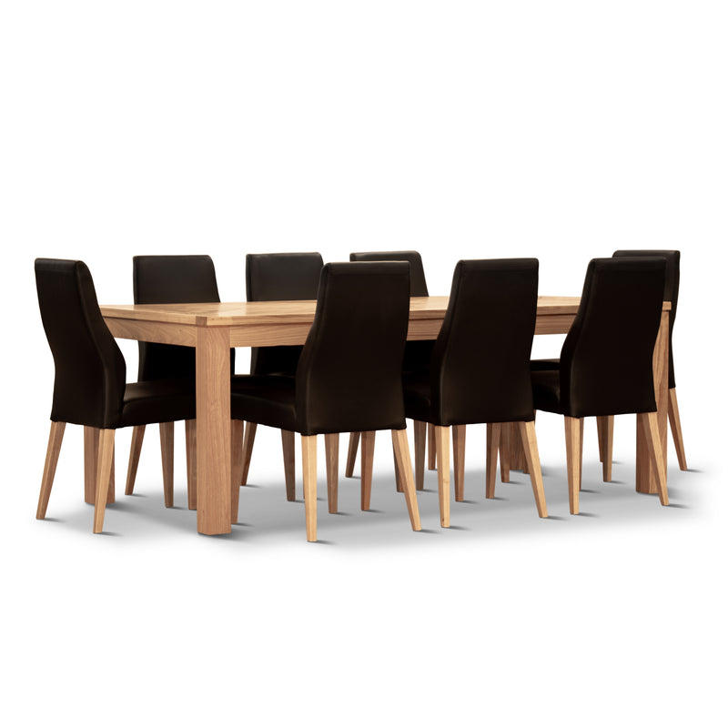 Rosemallow Dining Chair Set of 6 PU Leather Seat Solid Messmate Timber - Black