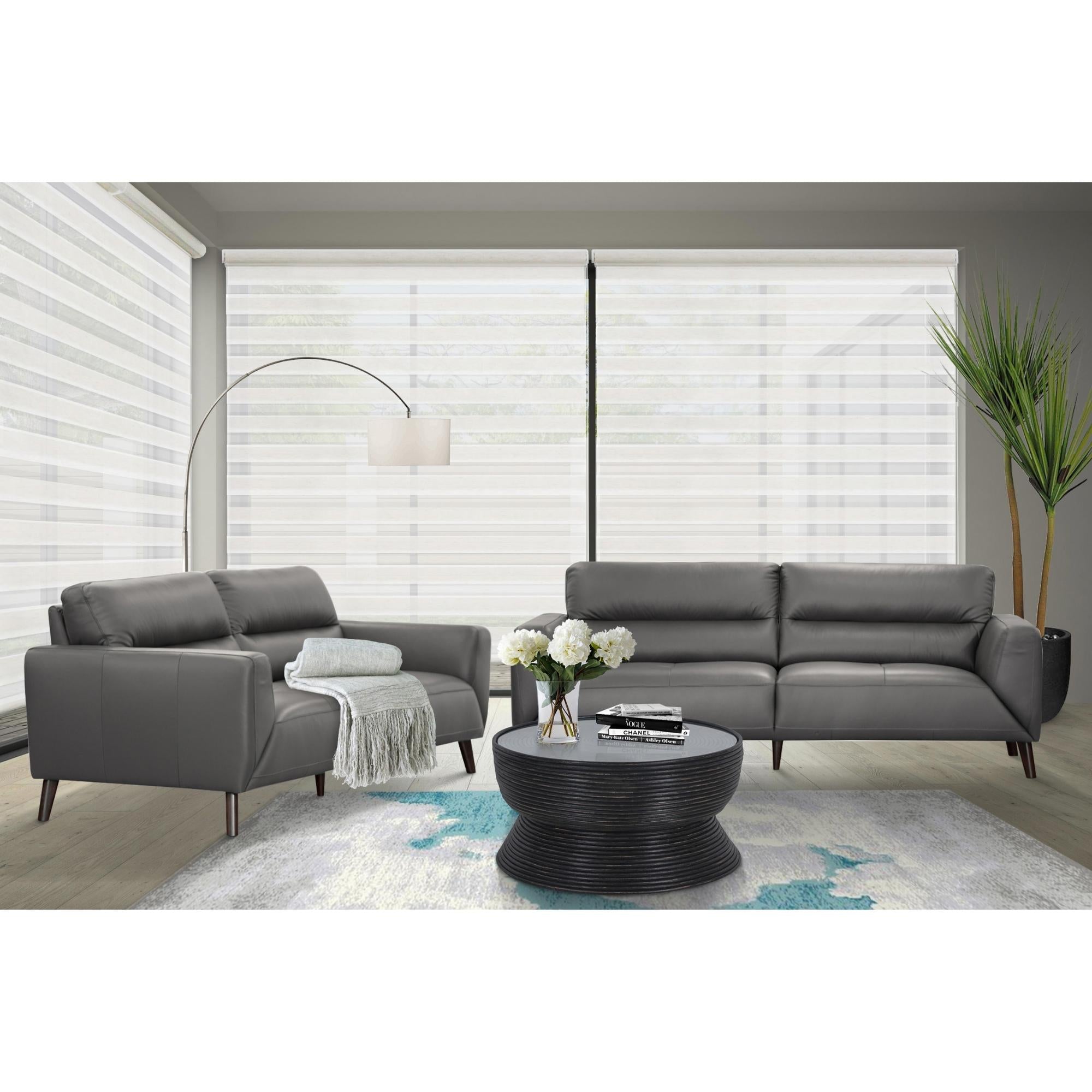 Downy Genuine Leather Sofa 2 Seater Upholstered Lounge Couch - Gunmetal