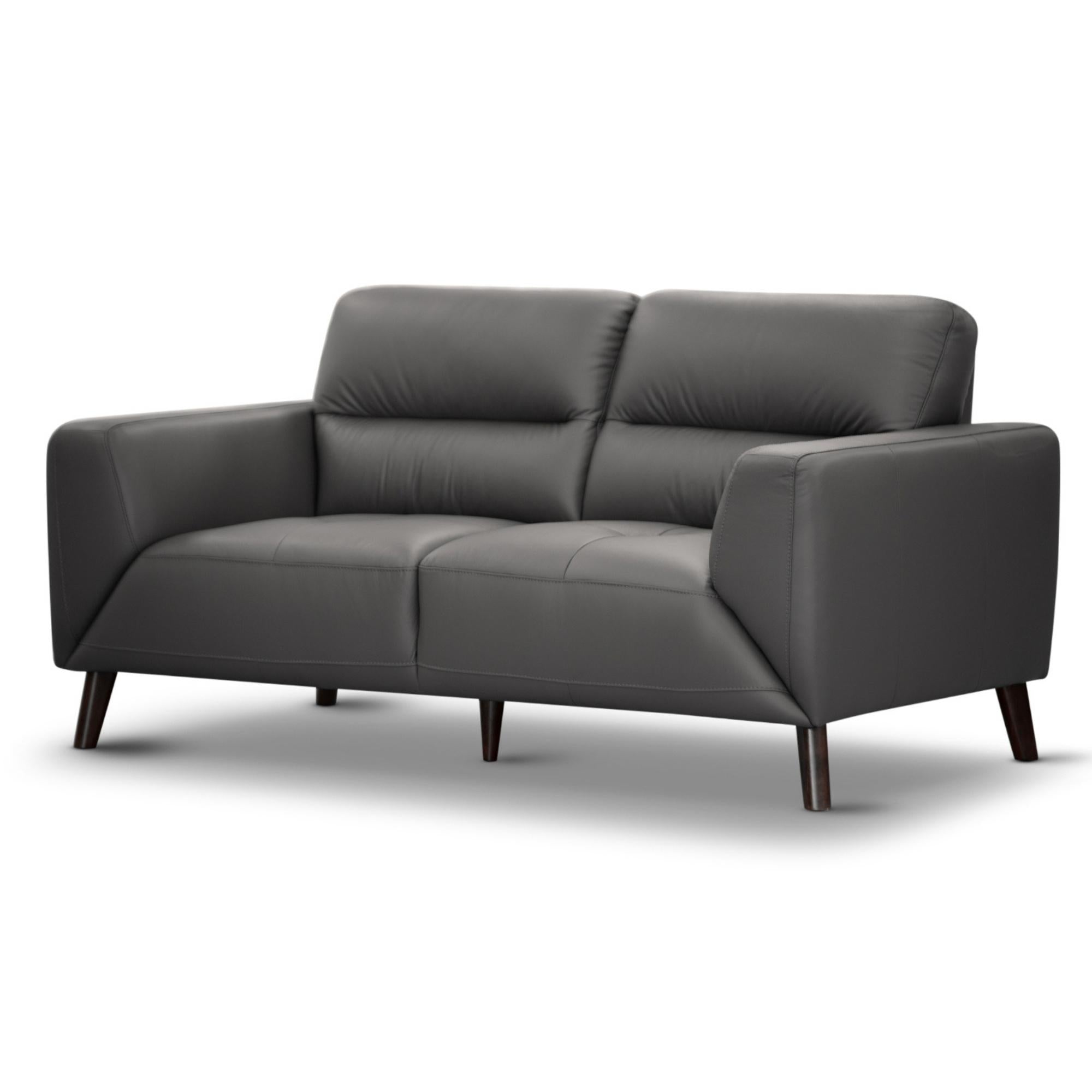 Downy Genuine Leather Sofa 2 Seater Upholstered Lounge Couch - Gunmetal