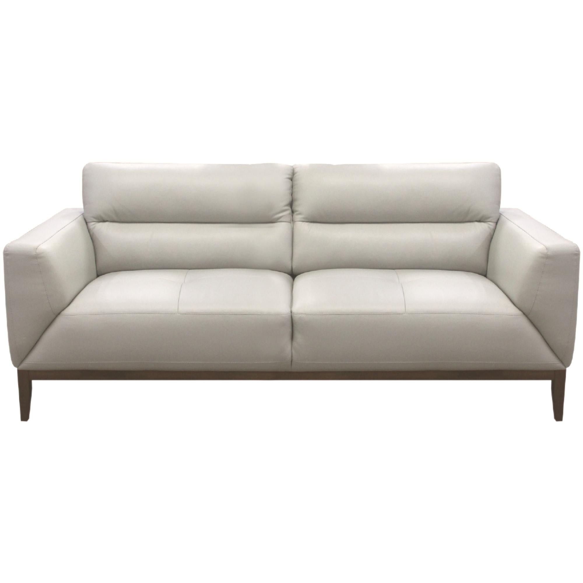 Downy Genuine Leather Sofa 3 Seater Upholstered Lounge Couch - Silver