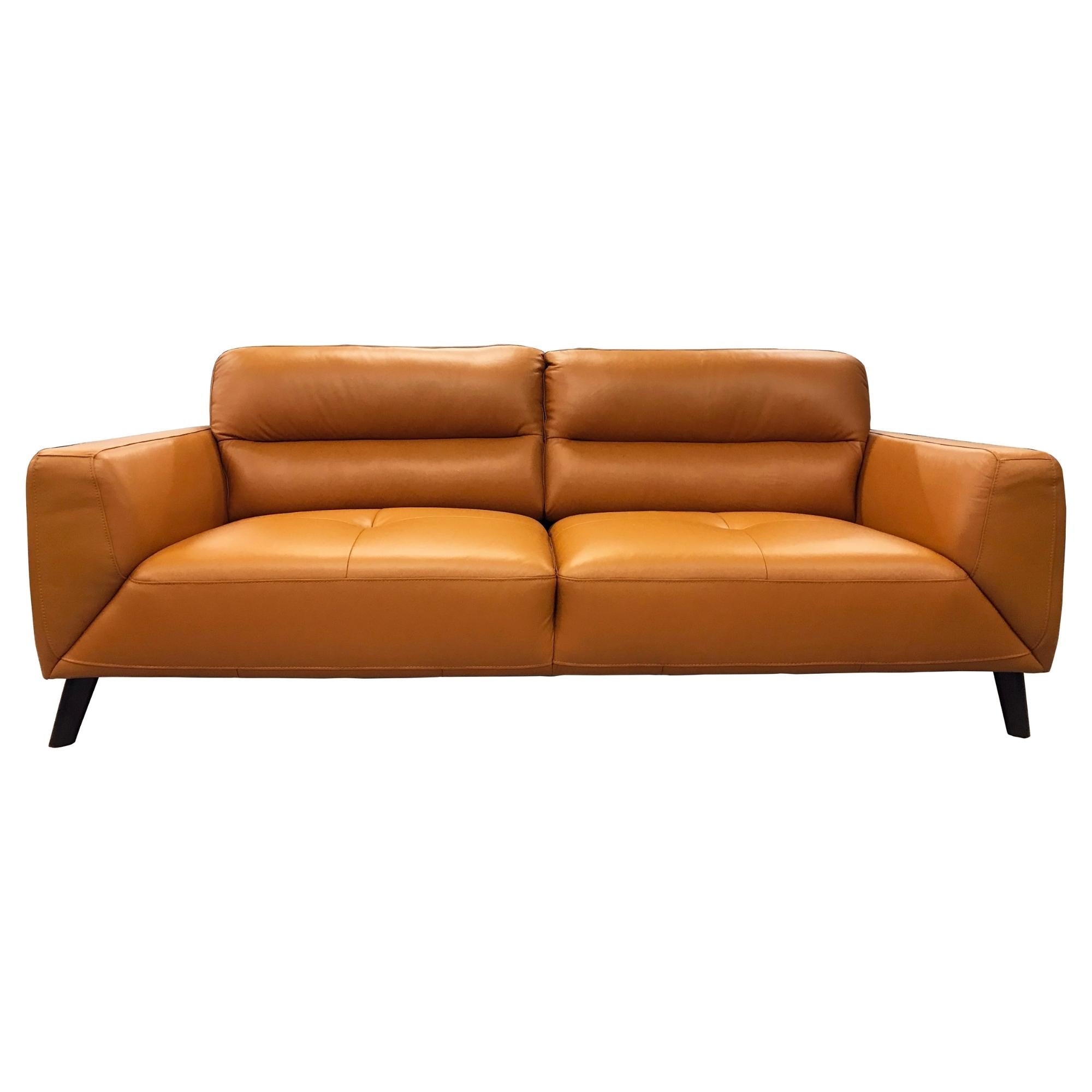 Downy Genuine Leather Sofa 3 Seater Upholstered Lounge Couch - Tangerine