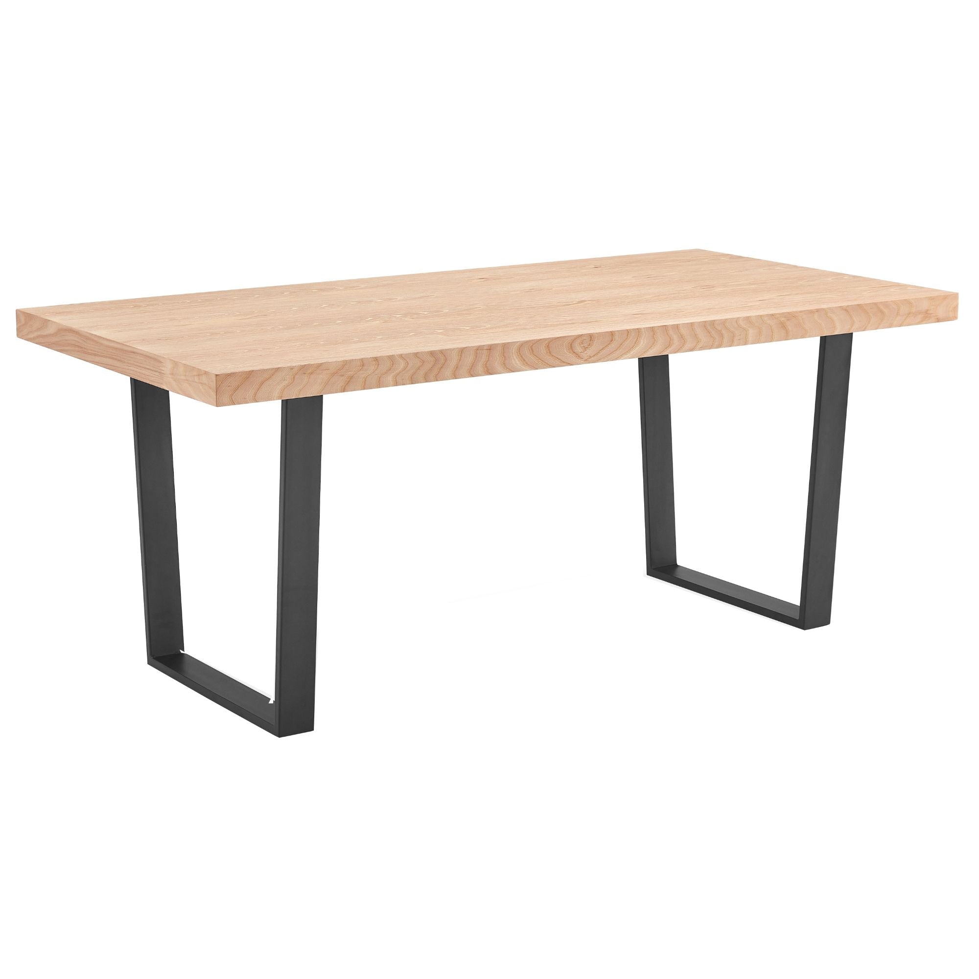 Petunia Dining Table 180cm Elm Timber Wood Black Metal Leg - Natural