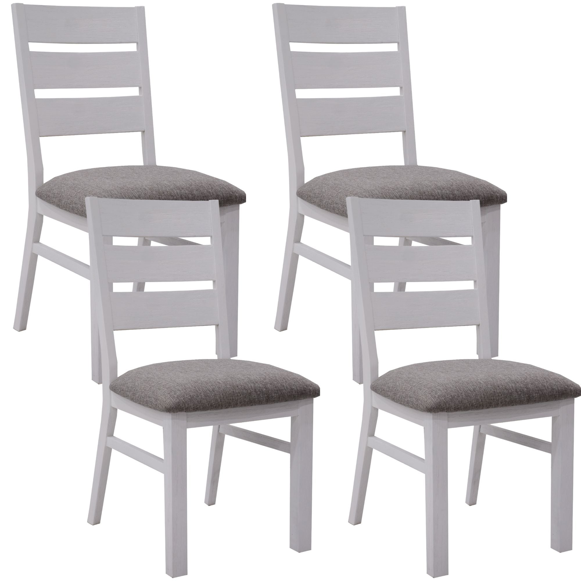 Plumeria Dining Chair Set of 4 Solid Acacia Wood Dining Furniture - White Brush